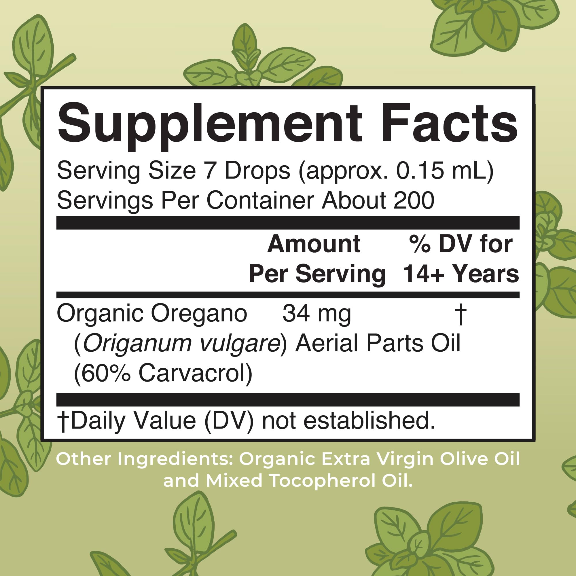 Oregano Oil Drops - 6 Month Supply - USDA Organic Oil of Oregano
