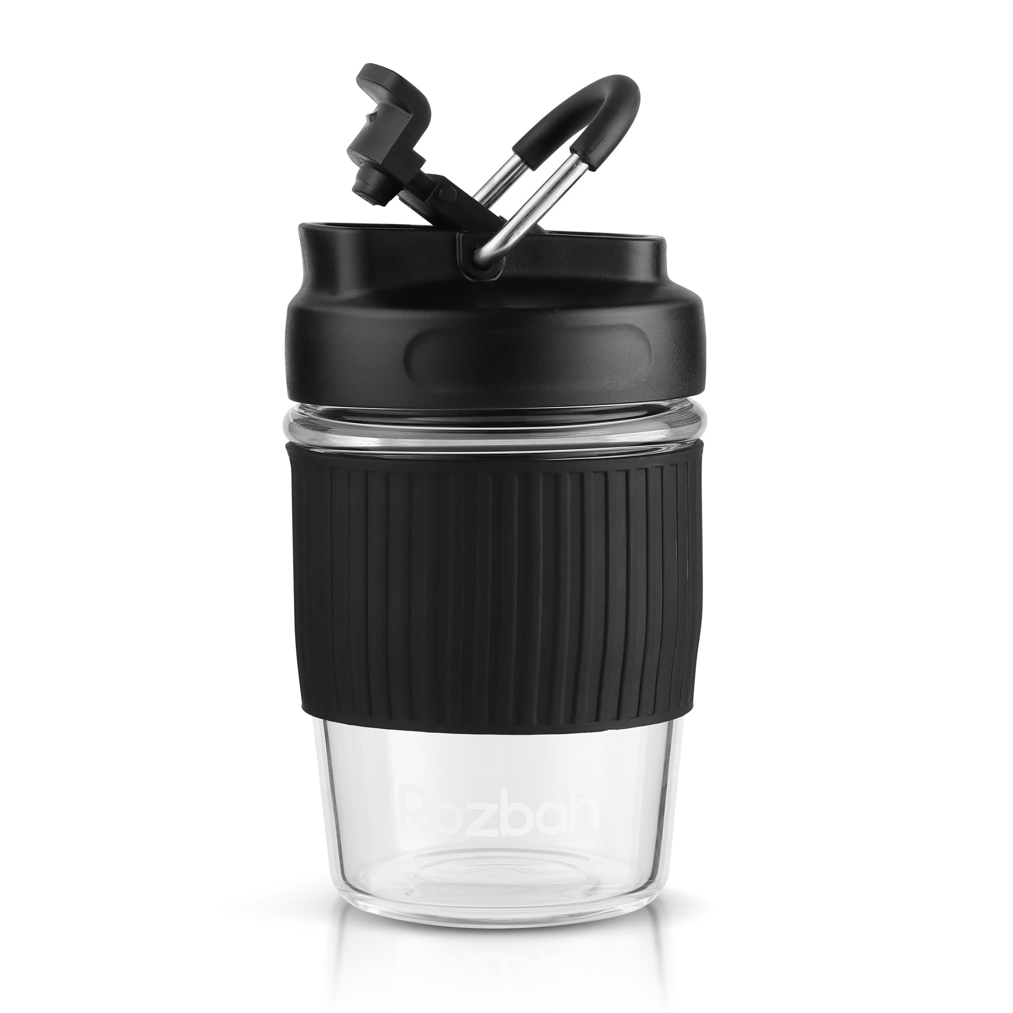 ROZBAH 12oz BPA Free Glass Coffee Cup - Reusable Travel Mug