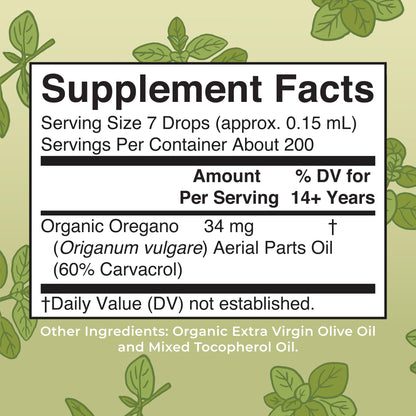Oregano Oil Drops - 6 Month Supply - USDA Organic Oil of Oregano