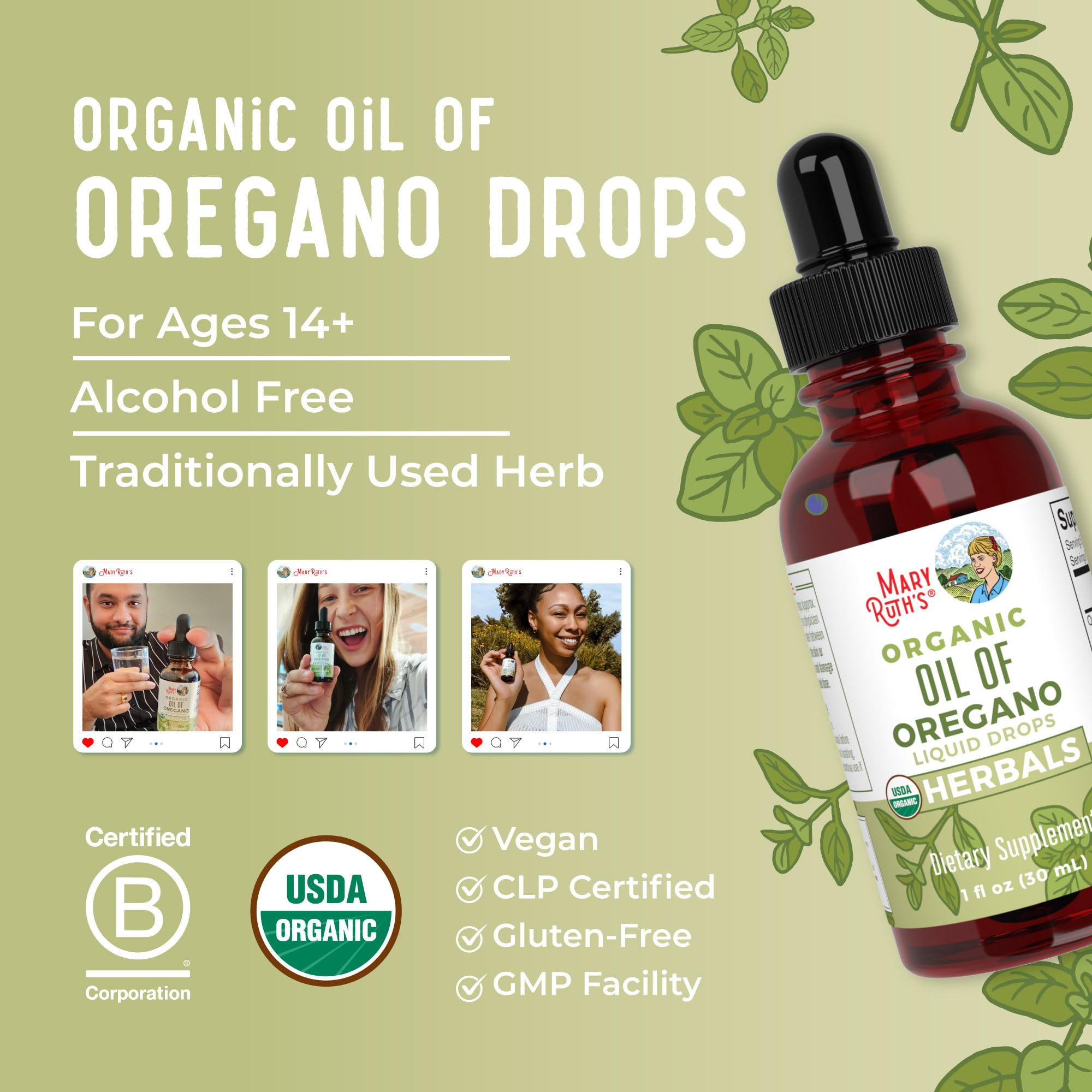 Oregano Oil Drops - 6 Month Supply - USDA Organic Oil of Oregano