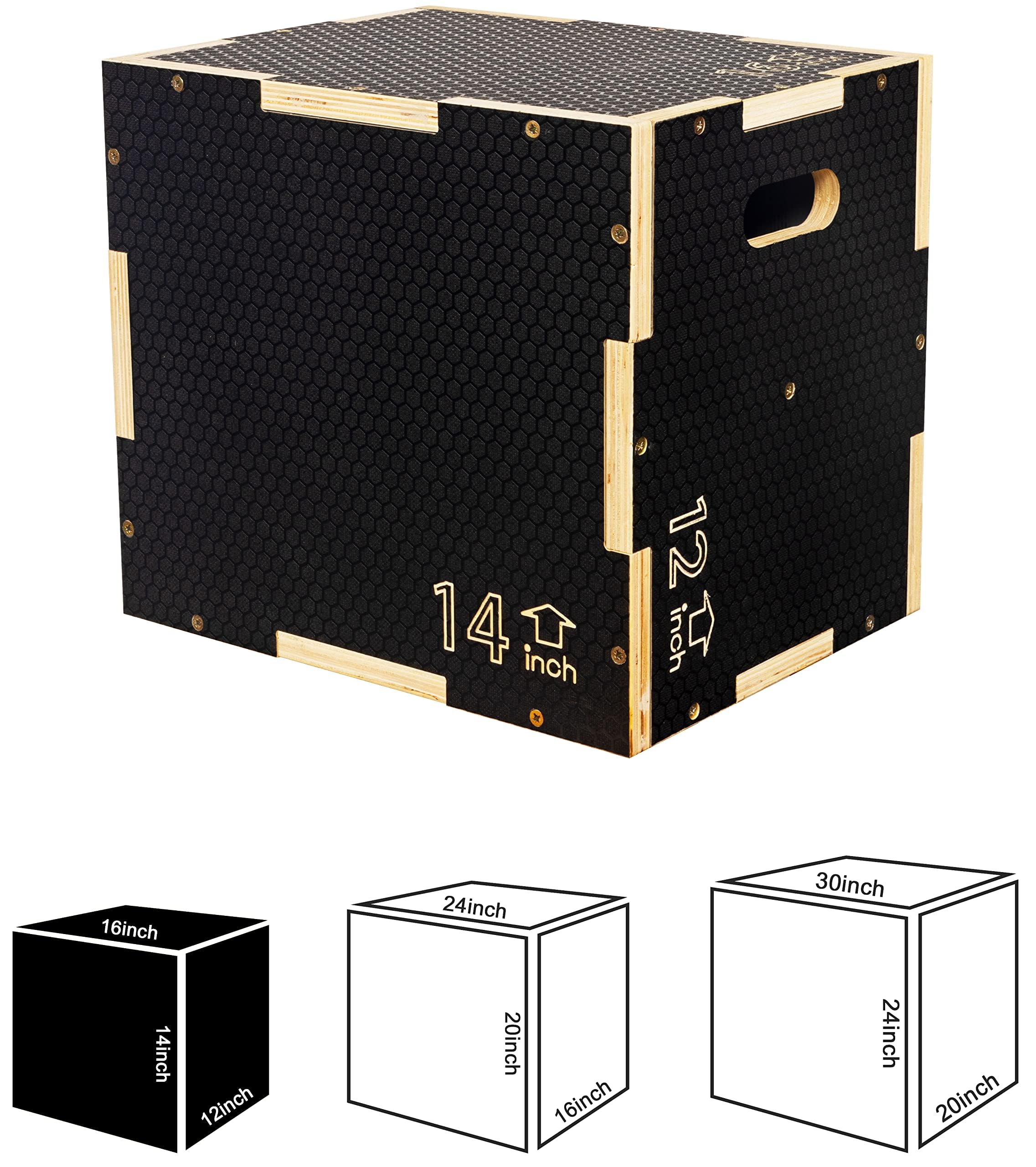 Non-Slip Wooden Plyo Box - 3 in 1 heights
