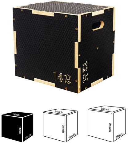 Non-Slip Wooden Plyo Box - 3 in 1 heights